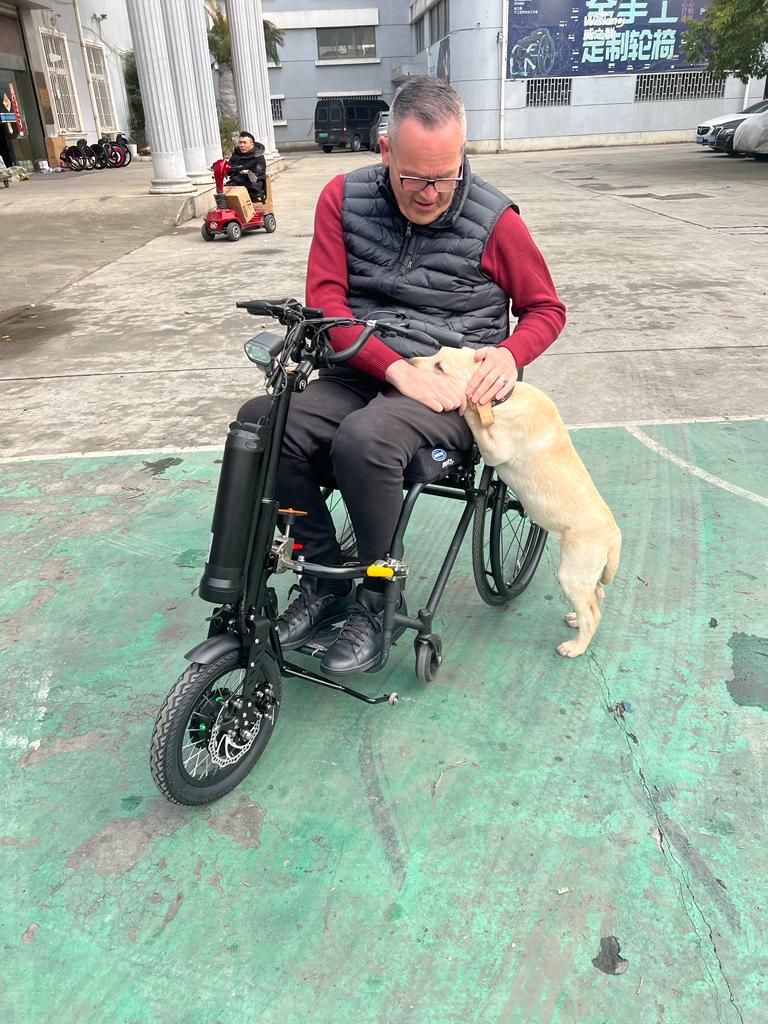  power assist wheelchair attachment dog