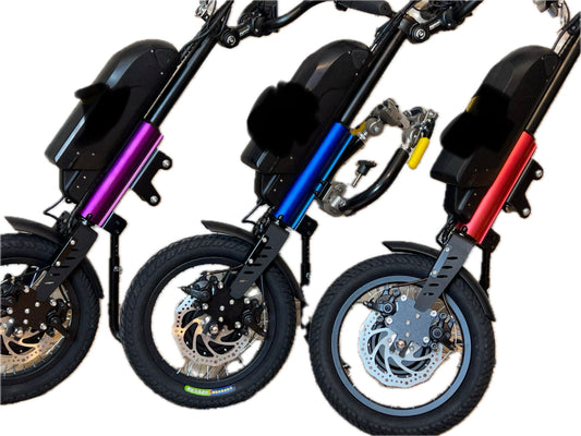 Double 15 Ah Battery Easy Fit Folding or Rigid Wheelchair Power Assist Wheelchair Attachment With Suspension.